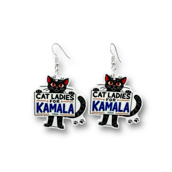 Kamala Harris cat ladies Earrings - Picture 2 of 3